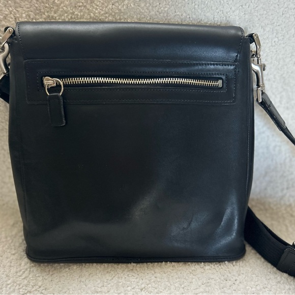 EUC / Coach Black Leather Messenger Bag - Picture 3 of 14